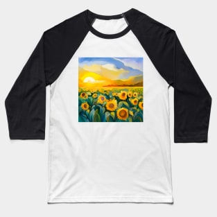 Sunflower Field Paint Baseball T-Shirt